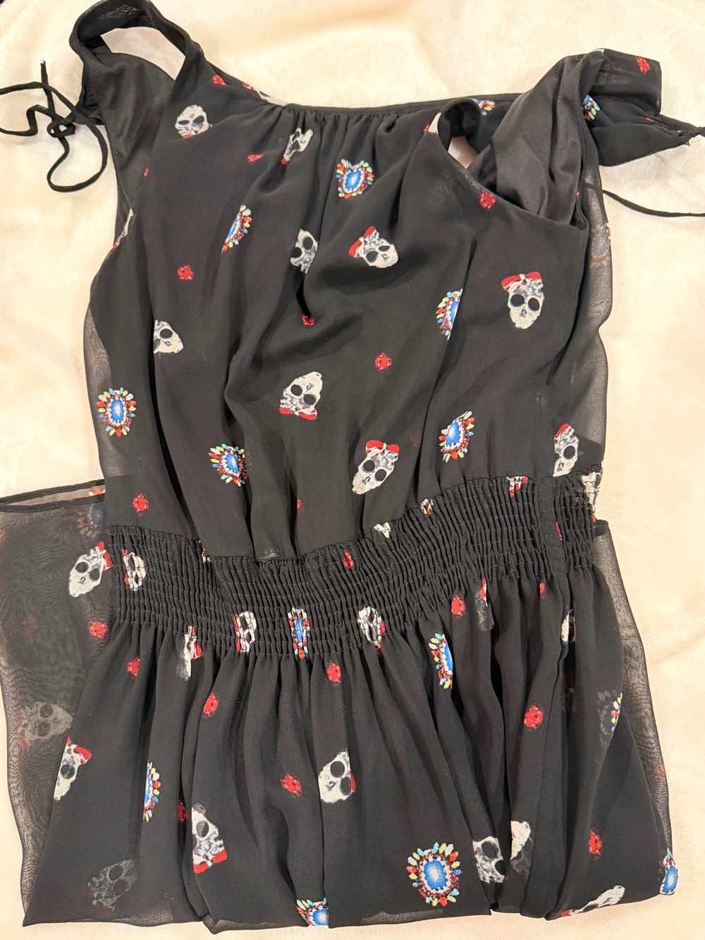 Zara Black Sleeveless Dress with Subtle Print